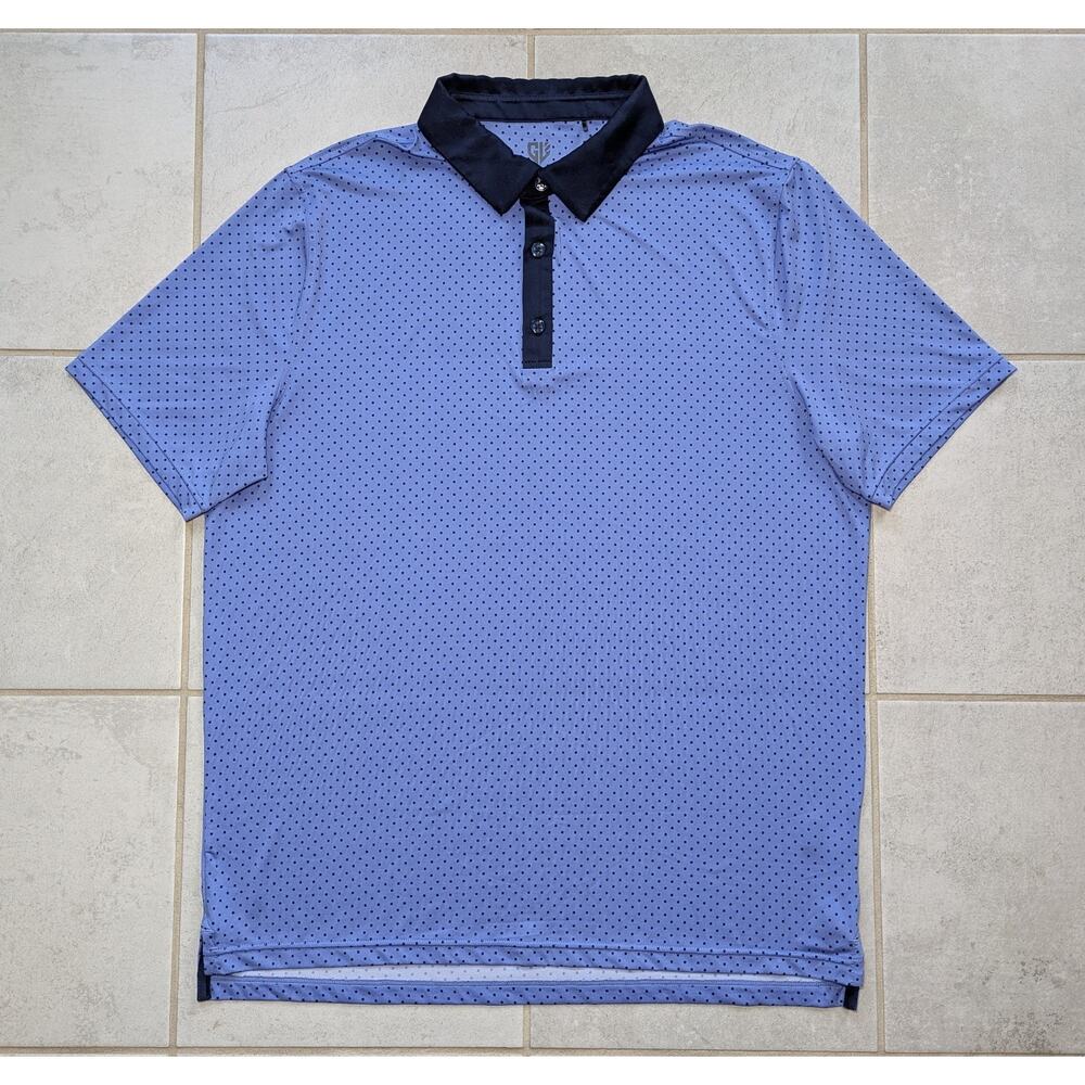 Graham Luxe Men's Large Lennox Performance Polo Shirt Blue Geometric Print Golf